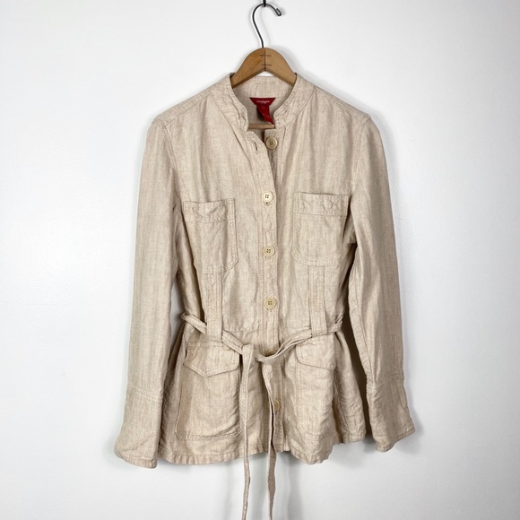 Sundance Jackets & Blazers - Sundance | Tan Linen Button Down Jacket